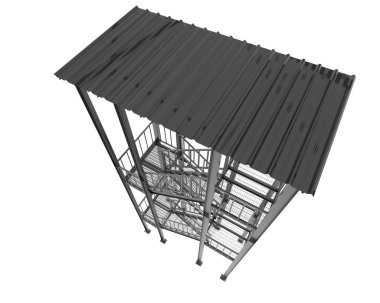 Fire escape stairs isolated on white background