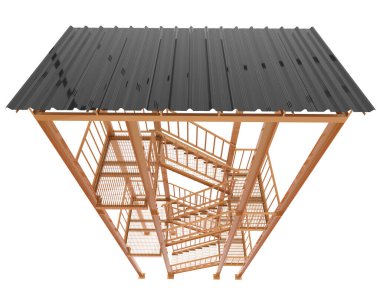 Fire escape stairs isolated on white background