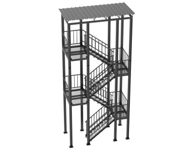 Fire escape stairs isolated on white background