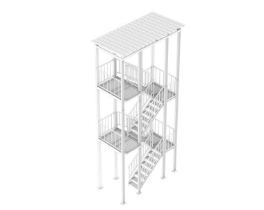 Fire escape stairs isolated on white background