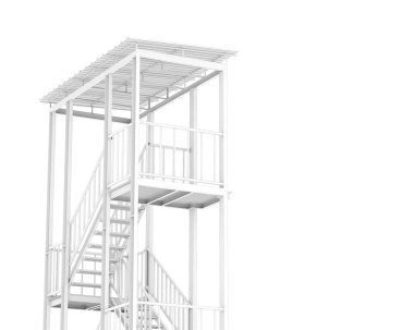 Fire escape stairs isolated on white background