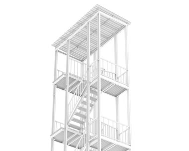 Fire escape stairs isolated on white background