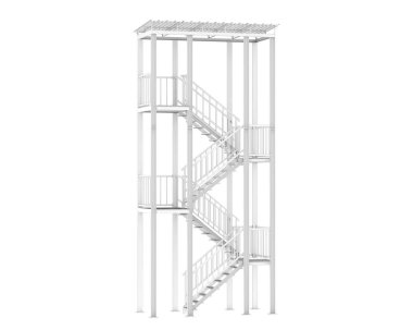 Fire escape stairs isolated on white background