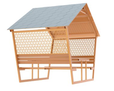 Stylish garden roof with seats, outdoor veranda