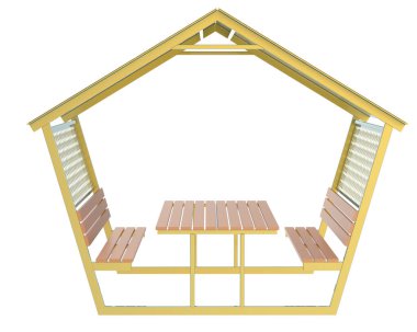 Stylish garden roof with seats, outdoor veranda