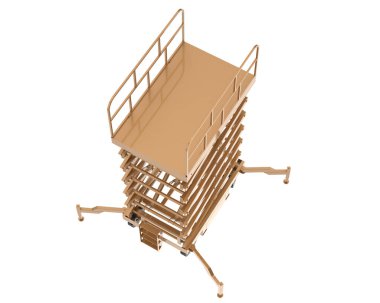 Hydraulic scissors lift isolated on a white background. 3 d illustration