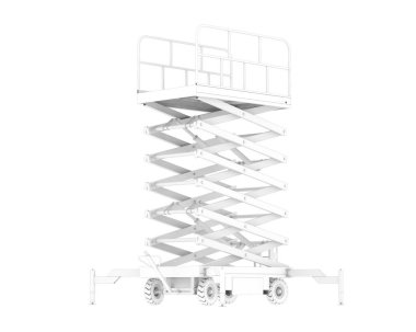 Hydraulic scissors lift isolated on a white background. 3 d illustration