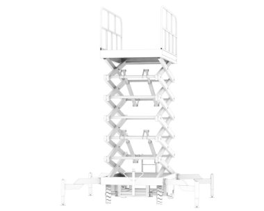 Hydraulic scissors lift isolated on a white background. 3 d illustration