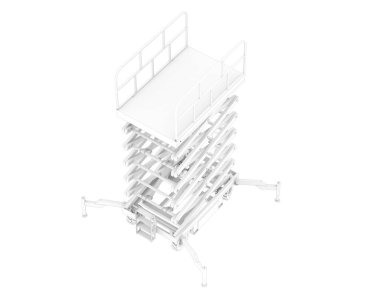 Hydraulic scissors lift isolated on a white background. 3 d illustration