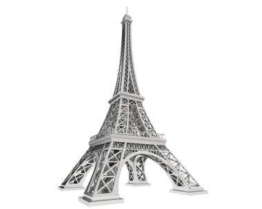 Eiffel tower, French building isolated on white background