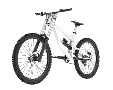 beyaz zemin üzerinde dağ bisikleti