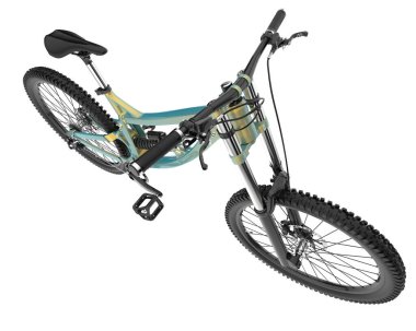 beyaz zemin üzerinde dağ bisikleti