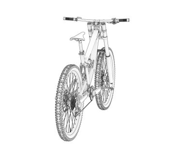 Black and white illustration of mountain bike