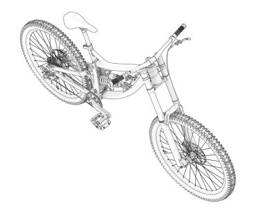 Black and white illustration of mountain bike