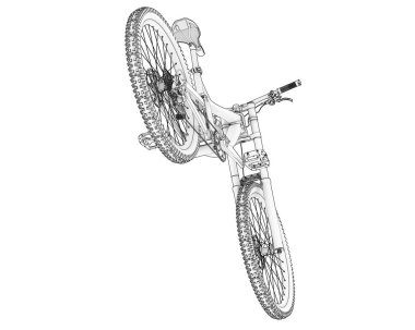 Black and white illustration of mountain bike