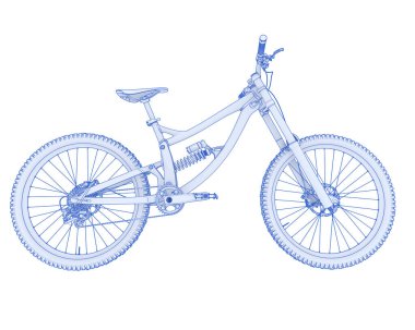 Black and white illustration of mountain bike