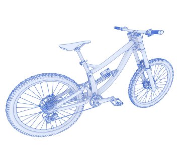 Black and white illustration of mountain bike