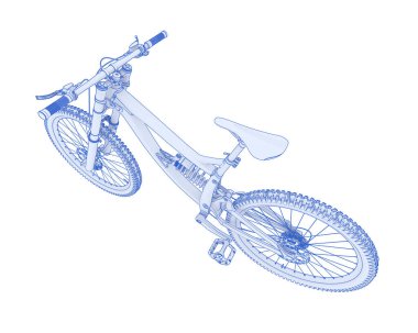 Black and white illustration of mountain bike