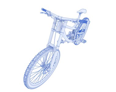 Black and white illustration of mountain bike