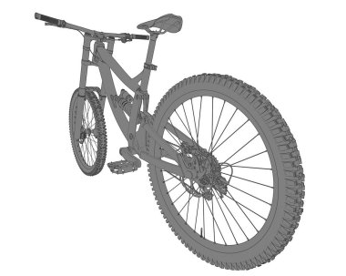 Black and white illustration of mountain bike