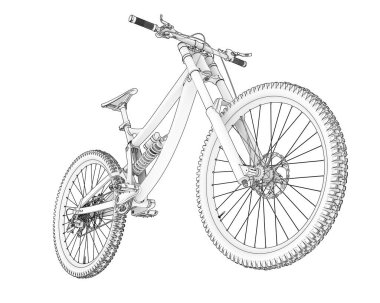 Black and white illustration of mountain bike