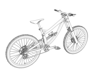 Black and white illustration of mountain bike