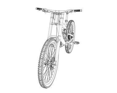 Black and white illustration of mountain bike