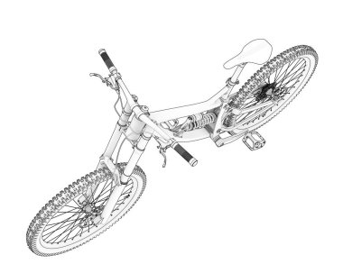 Black and white illustration of mountain bike