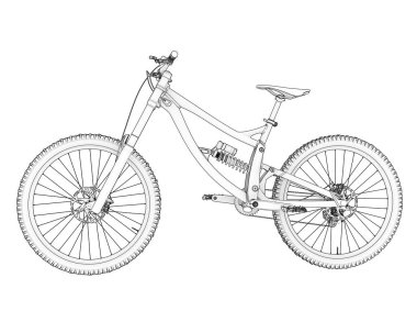 Black and white illustration of mountain bike