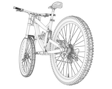 Black and white illustration of mountain bike
