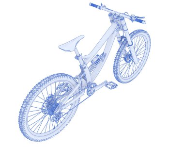 Black and white illustration of mountain bike