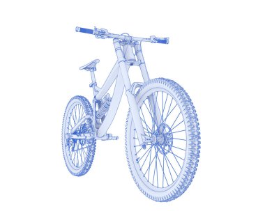 Black and white illustration of mountain bike