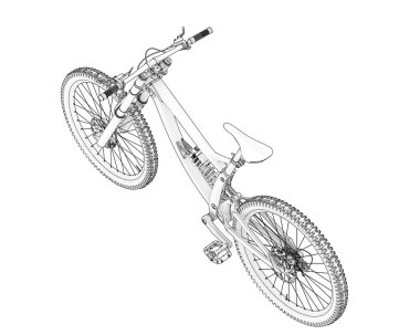 Black and white illustration of mountain bike