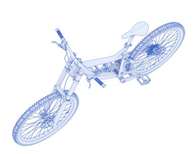 Black and white illustration of mountain bike