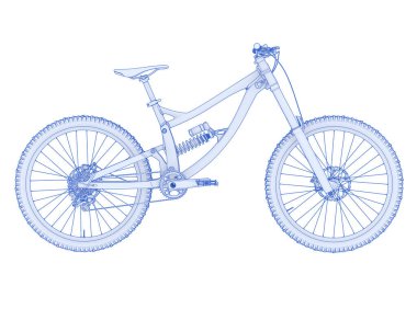 Black and white illustration of mountain bike