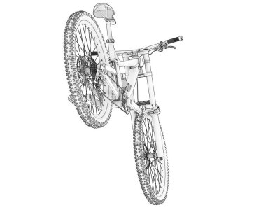 Black and white illustration of mountain bike
