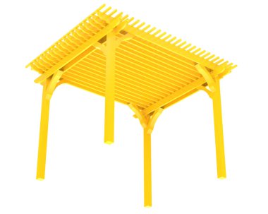 Pergola çatısının 3 boyutlu modeli. Bina inşaatının grafik illüstrasyonu 