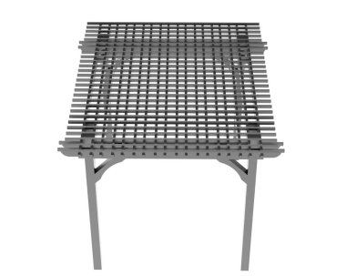 Pergola çatısının 3 boyutlu modeli. Bina inşaatının grafik illüstrasyonu 