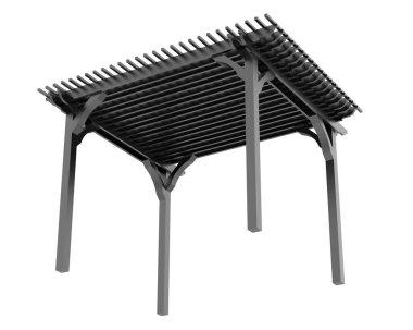 Pergola çatısının 3 boyutlu modeli. Bina inşaatının grafik illüstrasyonu 