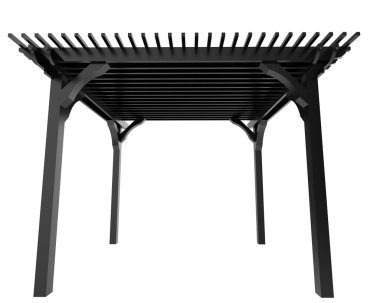 Pergola çatısının 3 boyutlu modeli. Bina inşaatının grafik illüstrasyonu 