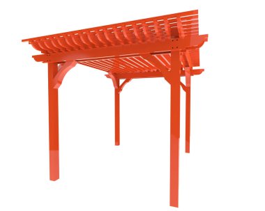 Pergola çatısının 3 boyutlu modeli. Bina inşaatının grafik illüstrasyonu 
