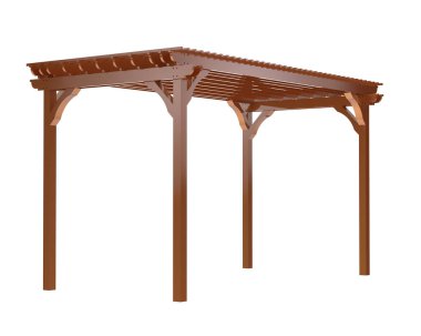 Pergola çatısının 3 boyutlu modeli. Bina inşaatının grafik illüstrasyonu 