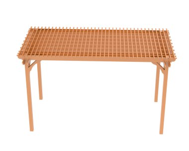 Pergola çatısının 3 boyutlu modeli. Bina inşaatının grafik illüstrasyonu 