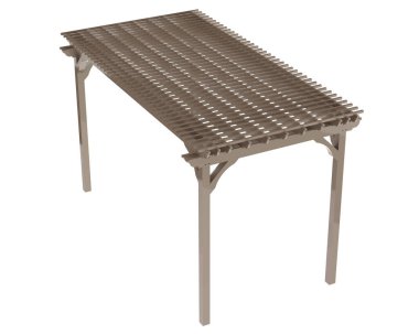 Pergola çatısının 3 boyutlu modeli. Bina inşaatının grafik illüstrasyonu 