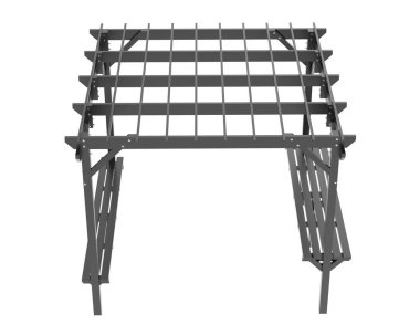 Pergola çatısının 3 boyutlu modeli. Bina inşaatının grafik illüstrasyonu 