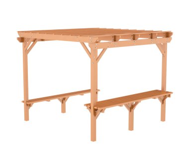 Pergola çatısının 3 boyutlu modeli. Bina inşaatının grafik illüstrasyonu 