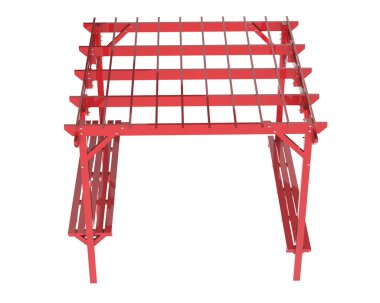 Pergola çatısının 3 boyutlu modeli. Bina inşaatının grafik illüstrasyonu 