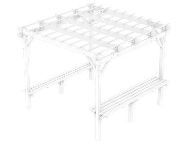 Pergola çatısının 3 boyutlu modeli. Bina inşaatının grafik illüstrasyonu 