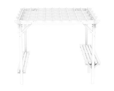 Pergola çatısının 3 boyutlu modeli. Bina inşaatının grafik illüstrasyonu 