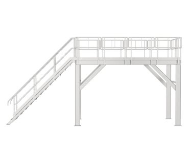 Arka planda sanayi platformu izole edilmiş. 3d görüntüleme - illüstrasyon